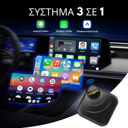 Carsync BOX – Σύστημα Android 14.0 + GPS + Υποδοχή SIM & Κάρτας SD + Ασύρματο CarPlay/Android Auto